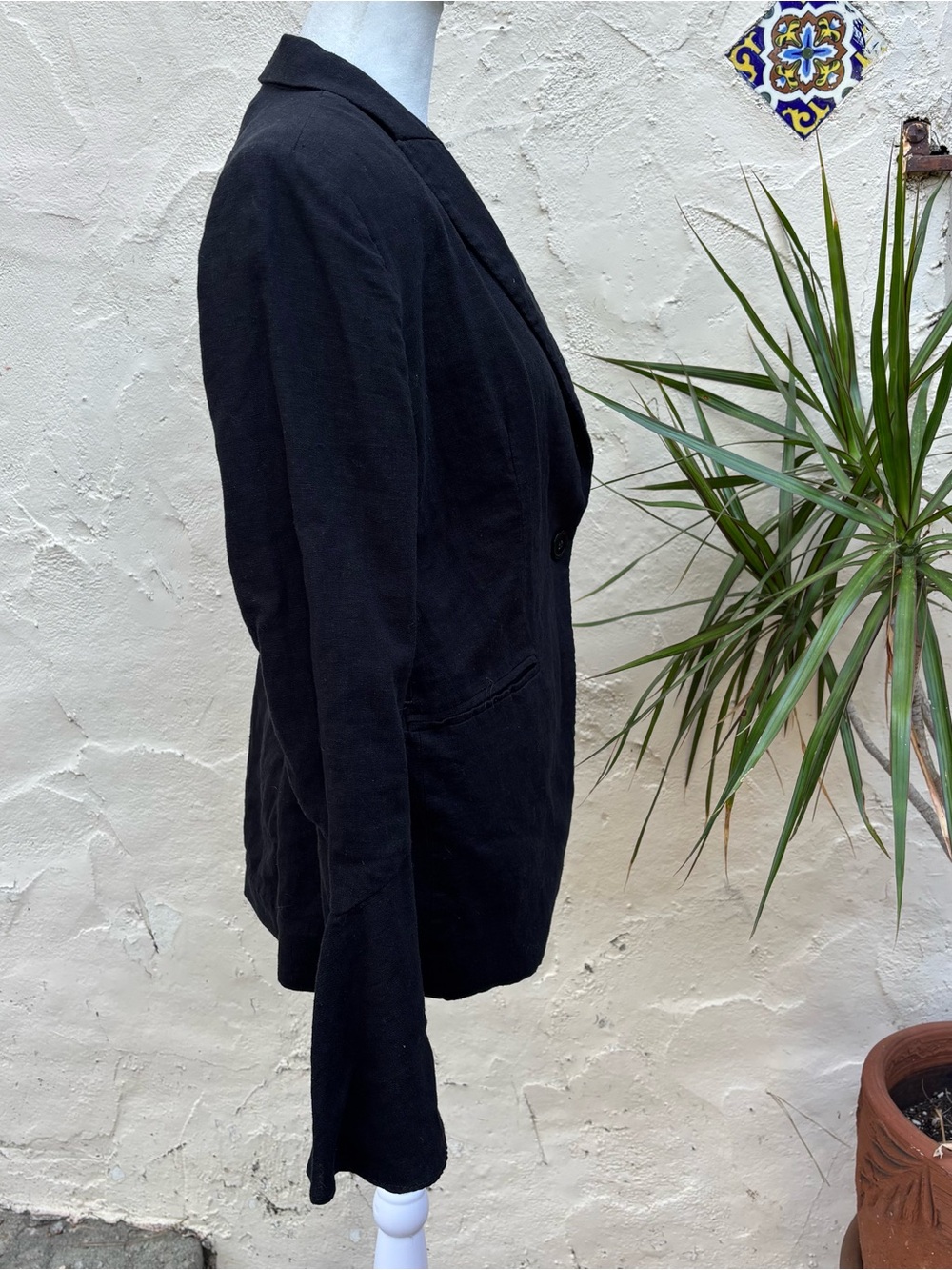 Free People Classic Black Women's Linen Blazer Jacket - Picture 5 of 9